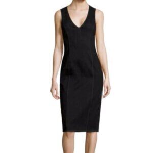 Polo Ralph Lauren Denim Dress 2 Black Sheath V Neck Sleeveless Stretch Bodycon